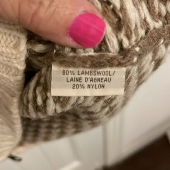 80% Lambswool  Hooded Cardigan Jacket Women's L, w/ Belt &‎ Zip Closure - Picture 6 of 16